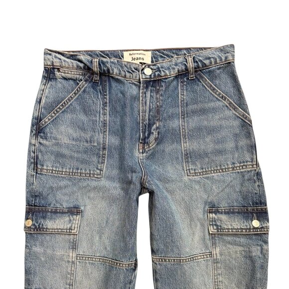 REFORMATION‎ Mckenna Mid Rise Slouch Cargo Jeans SZ. 28" EUC SOLD OUT - Picture 3 of 5